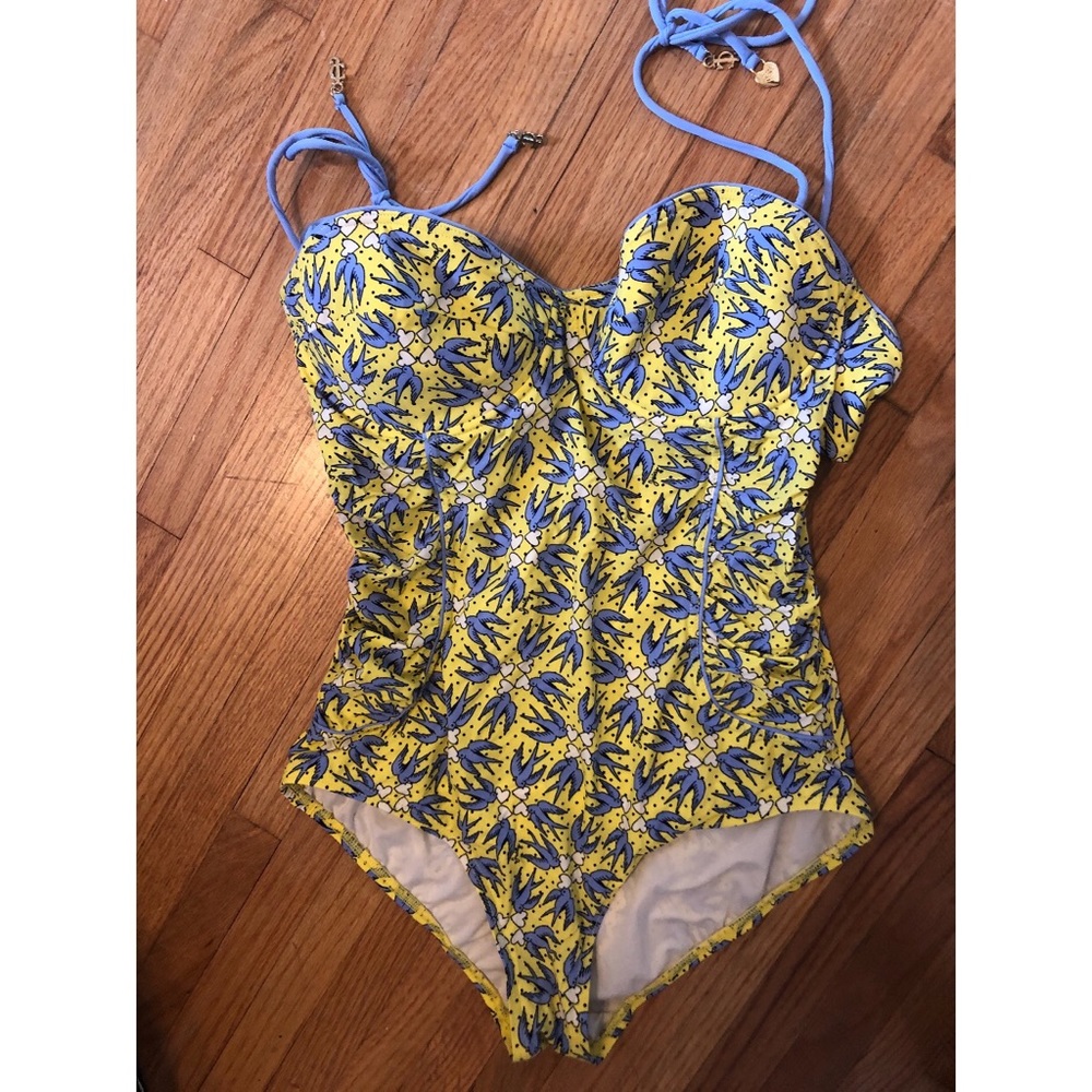Juicy Couture Yellow Lovebirds One Piece Swimsuit